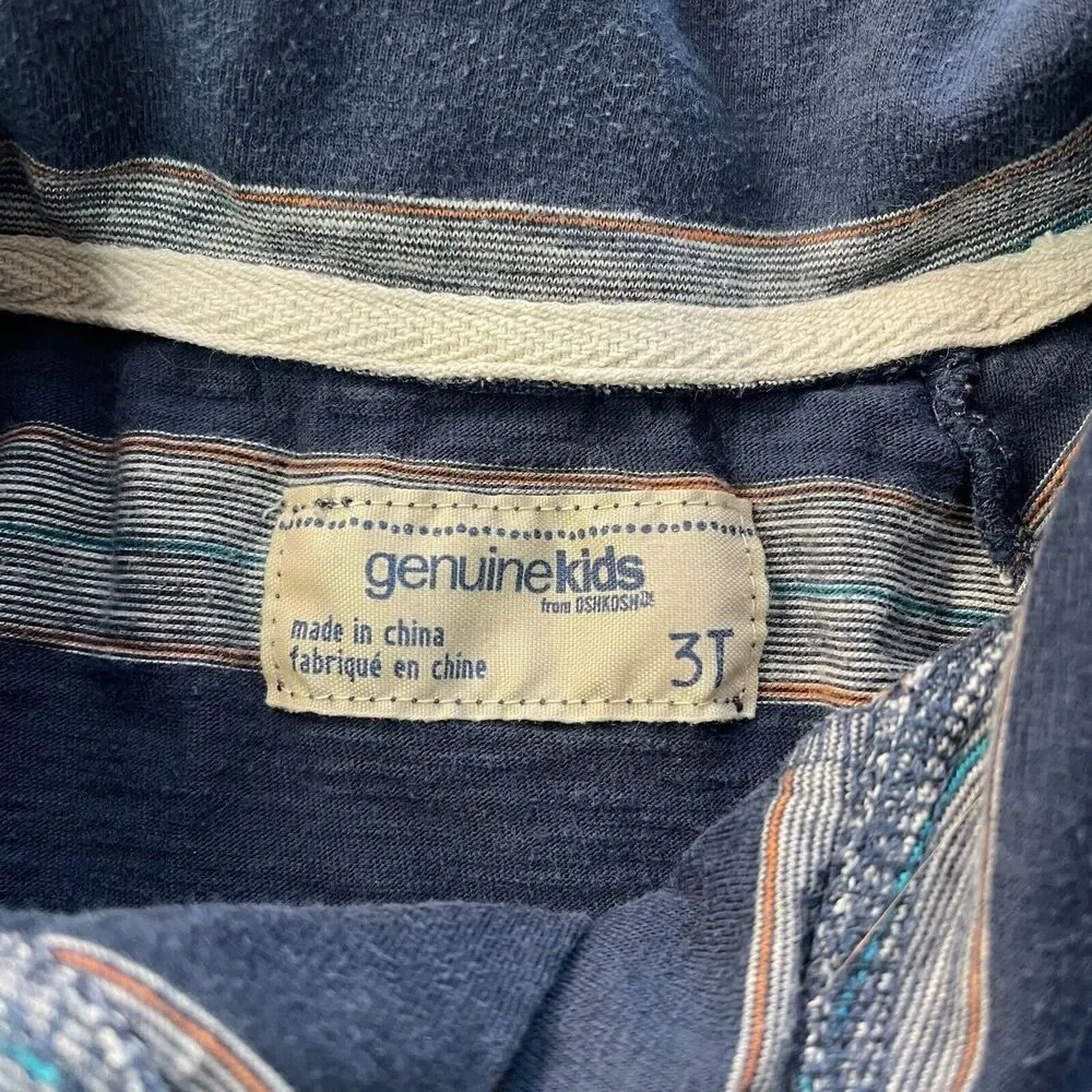 Genuine Kids by Oshkosh Toddlers Boys Pullover Stripe Blue Gray Size 3T GUC